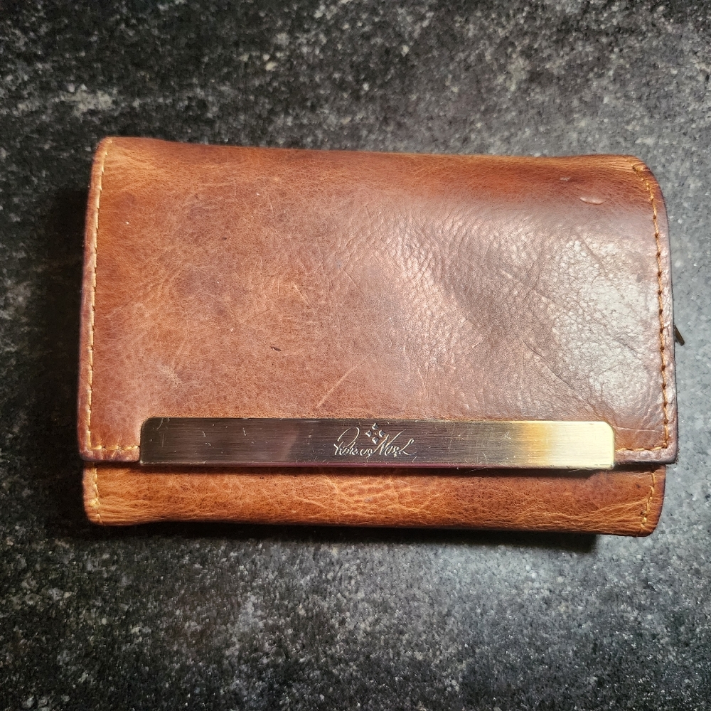Patricia Nash Brown Leather Tri Fold Wallet